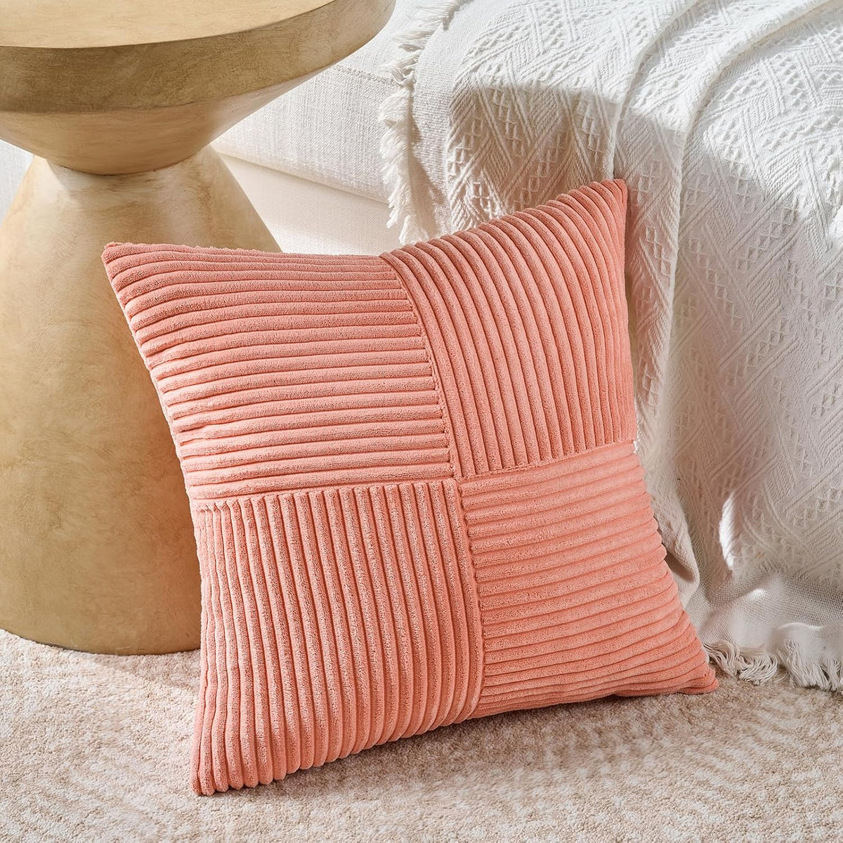 Fancy Homi 2 Packs Coral Samll Decorative Throw Pillow Covers 14x14 Inch with for Couch Bed Sofa