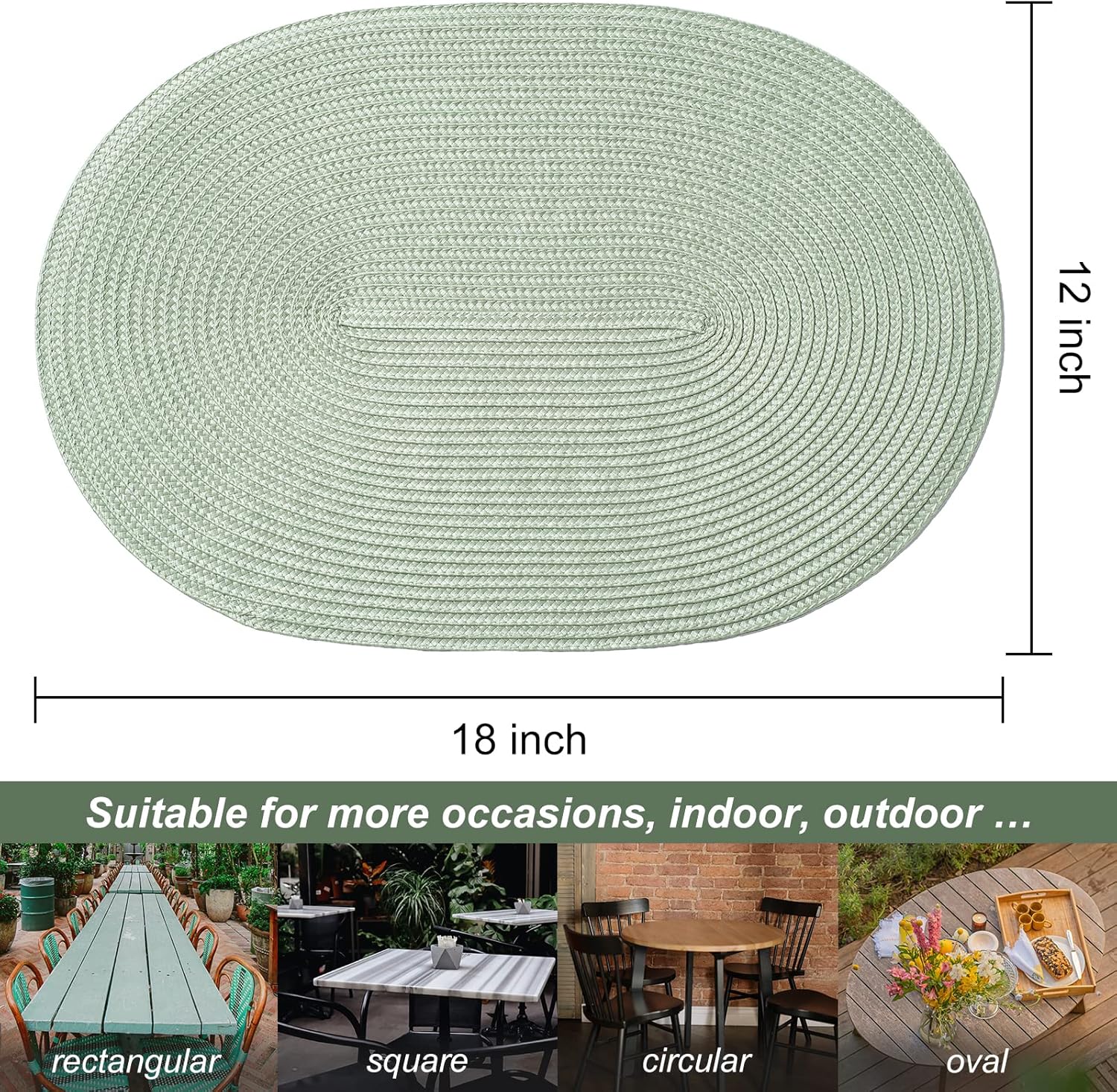 AHHFSMEI Placemats Set of 4 for Dining Table Washable Woven Vinyl Non-Slip 18x12 inches Placemat