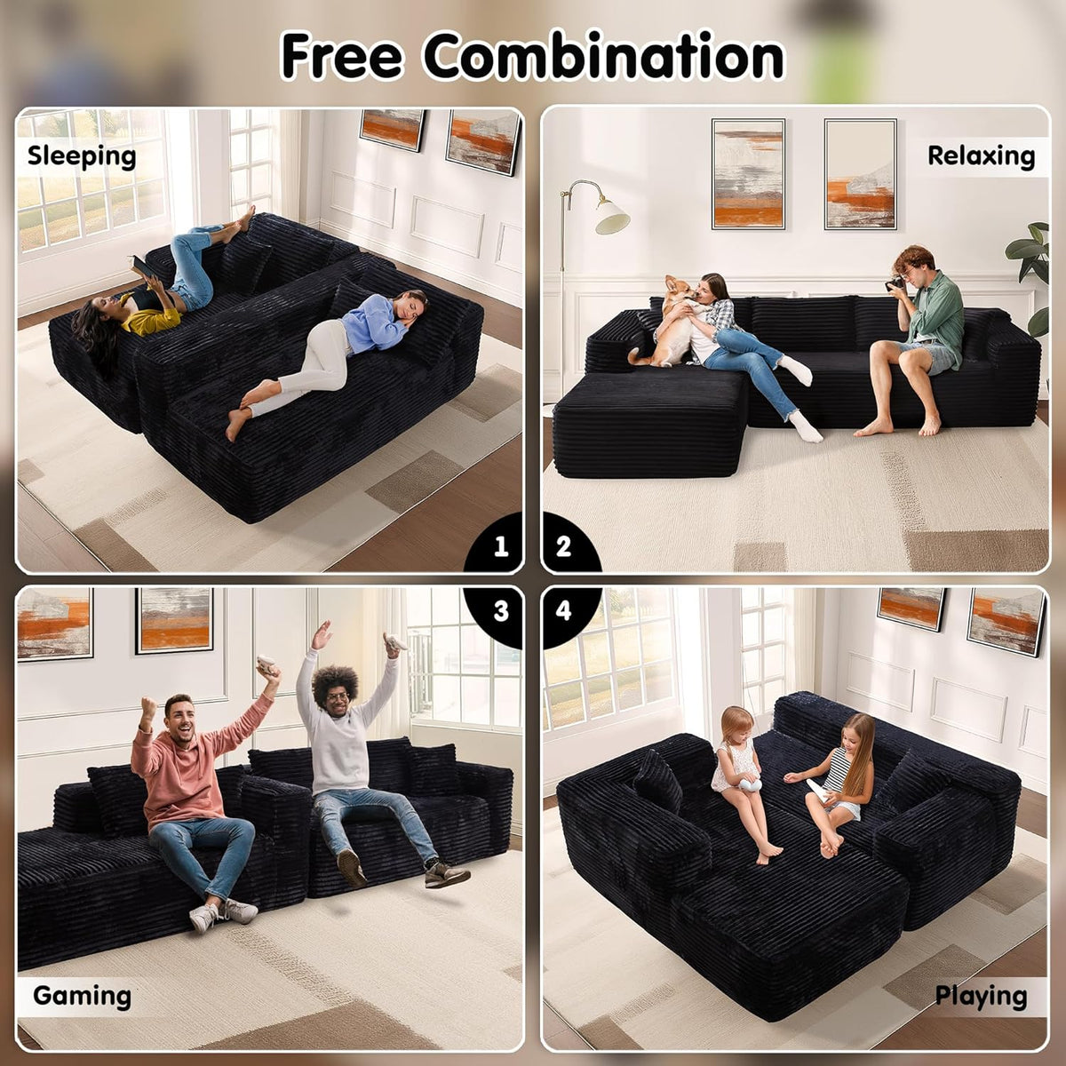 ovios 104" Cloud Sectional Couch with L-Shape Chaise,Modern Modular Sofa with Deep Seat
