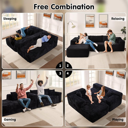 ovios 104" Cloud Sectional Couch with L-Shape Chaise,Modern Modular Sofa with Deep Seat