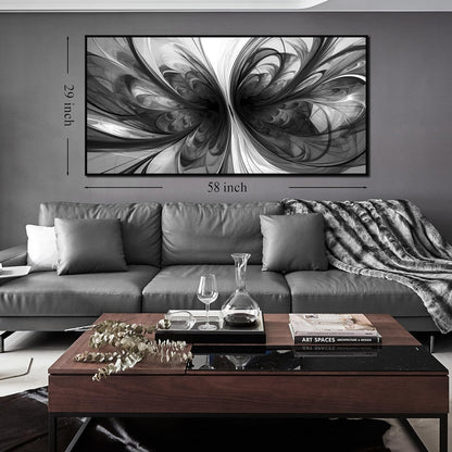 Large Abstract Canvas Wall Art for Living Room Black and White Wall Decor for Office Black Framed