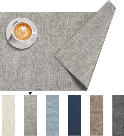 DOLOPL Placemats Set of 12, Reversible Wipeable & Heat Resistant Place Mats, Modern Faux Leather