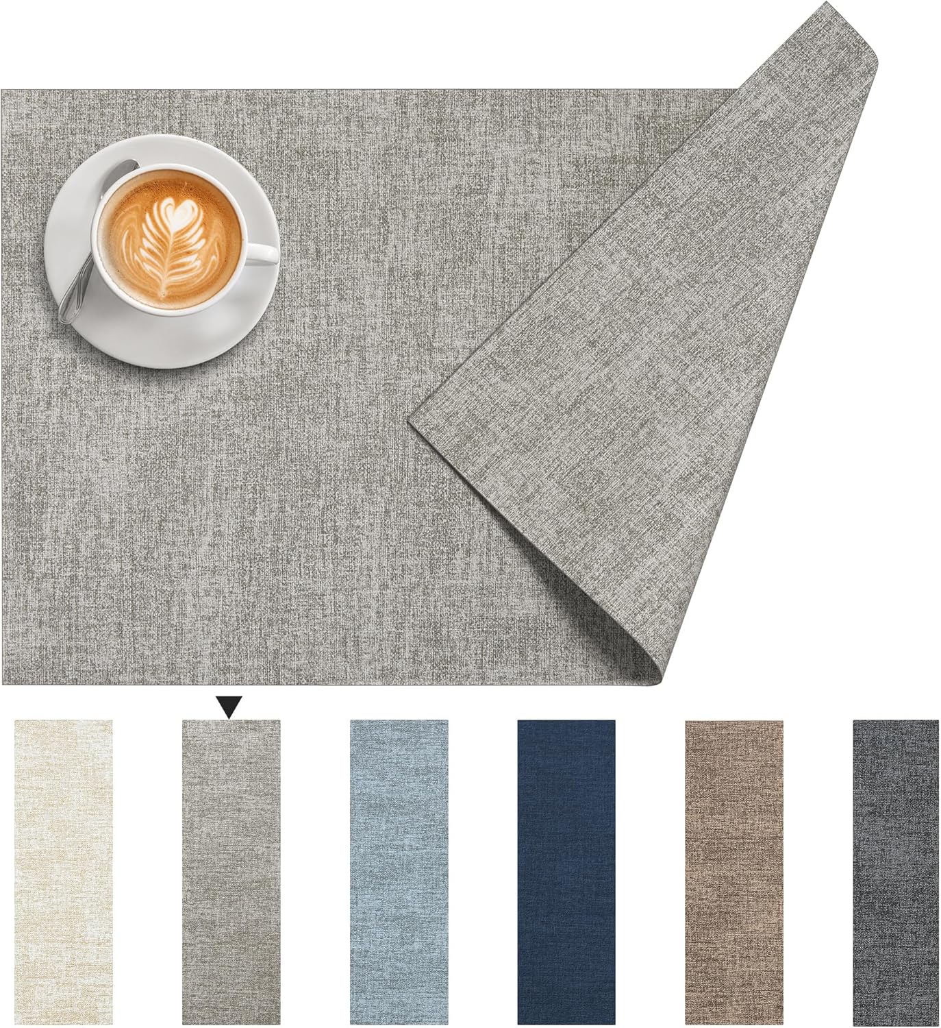 DOLOPL Placemats Set of 6, Reversible Wipeable & Heat Resistant Place Mats, Modern Faux Leather