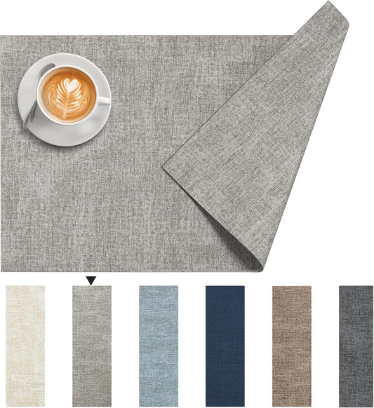DOLOPL Placemats Set of 6, Reversible Wipeable & Heat Resistant Place Mats, Modern Faux Leather
