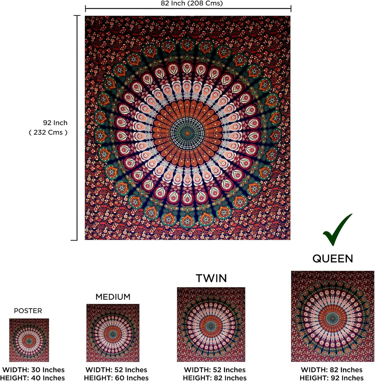 raajsee Blue Orange Tapestry Mandala Wall Hanging- Wall Tapestries For Bedroom - Aesthetic