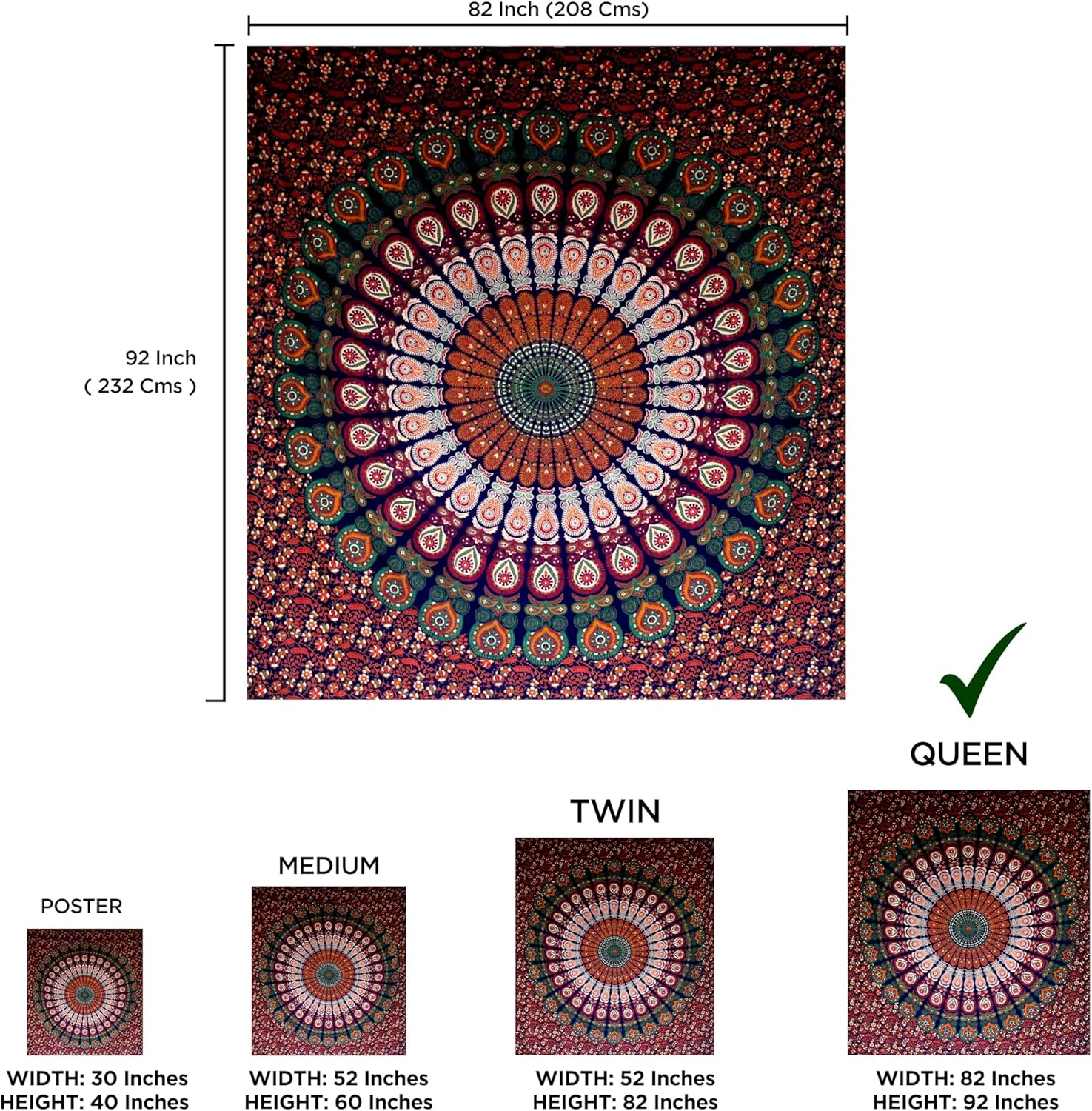 raajsee Blue Orange Tapestry Mandala Wall Hanging- Wall Tapestries For Bedroom - Aesthetic