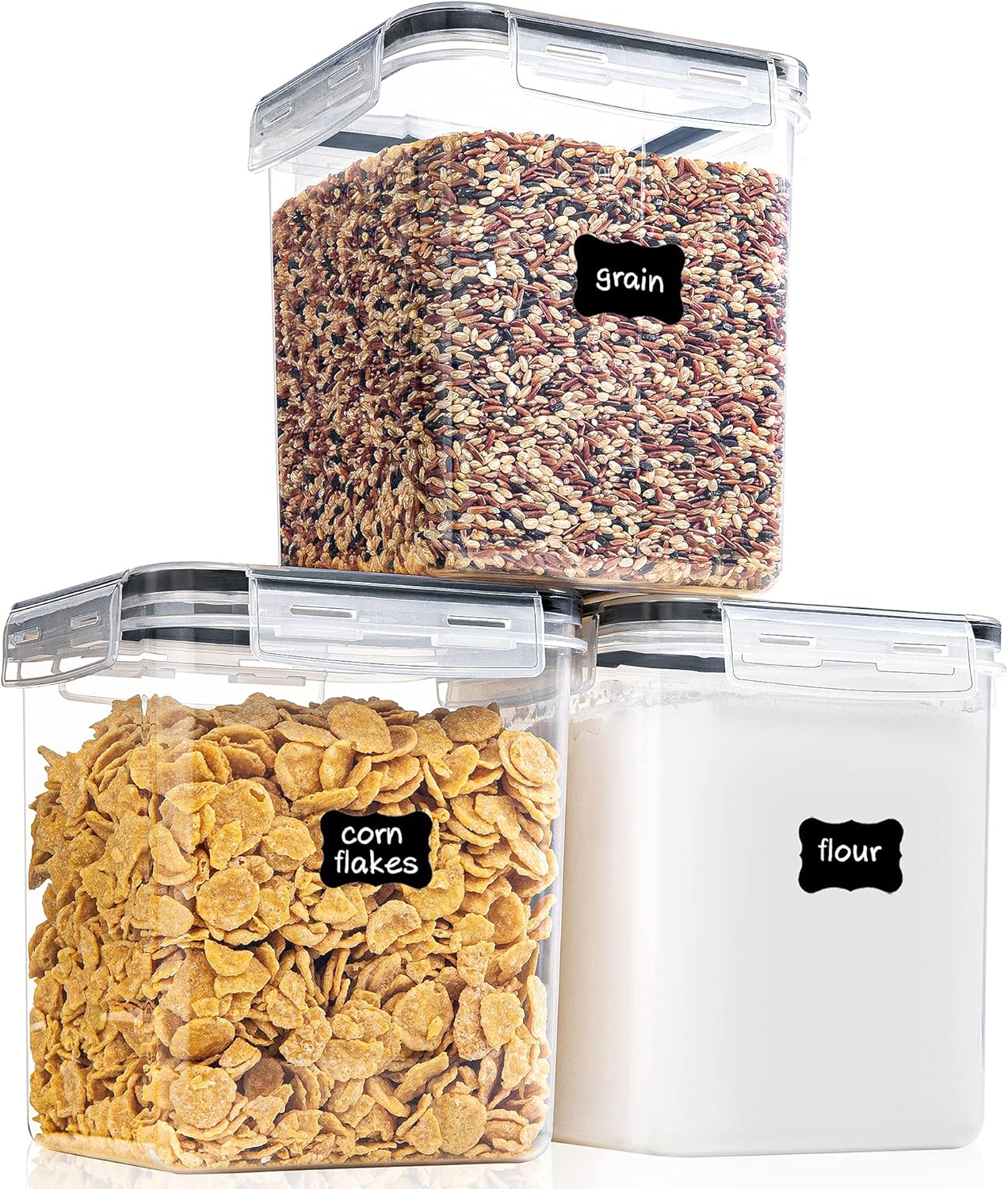 Medium Food Storage Containers with Lids Airtight 2.5L /84.5Oz, for Flour, Sugar, Baking Supply
