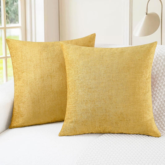 CaliTime Throw Pillow Covers Decorative 20 X 20 Inches Pack of 2 Cozy Chenille Cushion Cases for