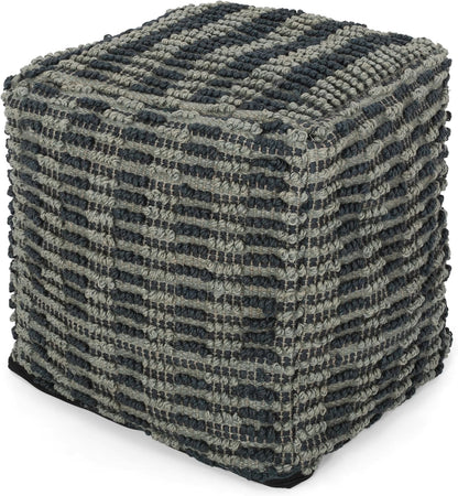 GDFStudio Boho Handmade Fabric Cube Pouf Ottoman Foot Stool - Bean Bag Floor Chair - Foot Rest