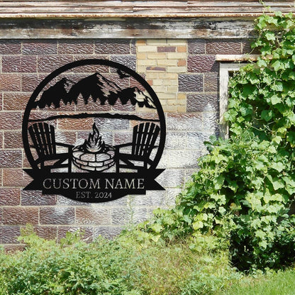 Personalized Camping Signs | Custom Metal Sign | Custom Mountain Campfire Sign | Custom Signs