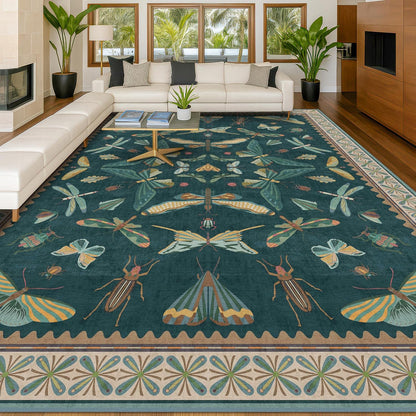 9x12 Large Living Room Rug - Dark Teal Multi Dining Room Rugs for Under Table, Bedroom, Kids Room