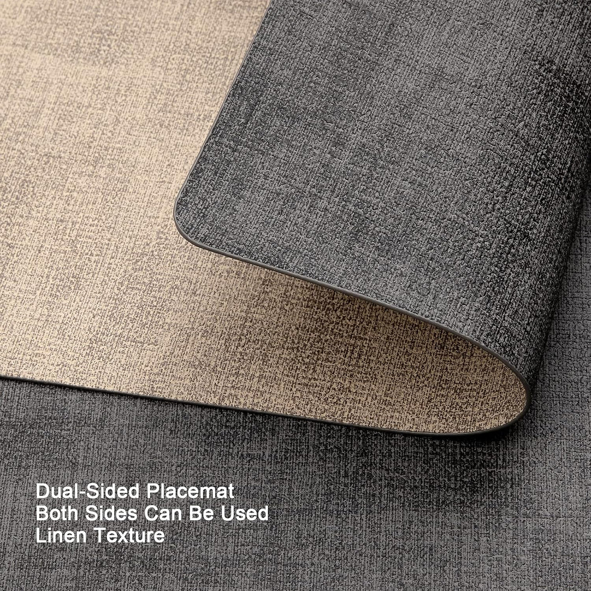 Myir JUN Placemats Dual Sided, Faux Leather Place Mats Set of 4 Indoor Placemat for Dining Table