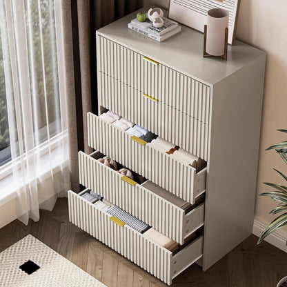 5 Drawer Dresser for Bedroom, Tall Dresser Chest of Drawers with Gold Handles, 32 Inch Wide