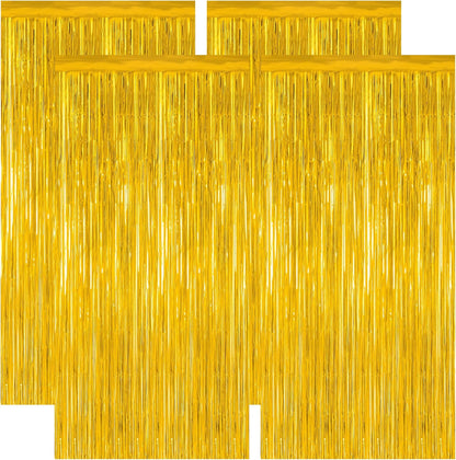4 Pack 2025 Graduation Party Decorations, 3.28 x 7.05 Feet Gold Grad Curtains, Metallic Gold