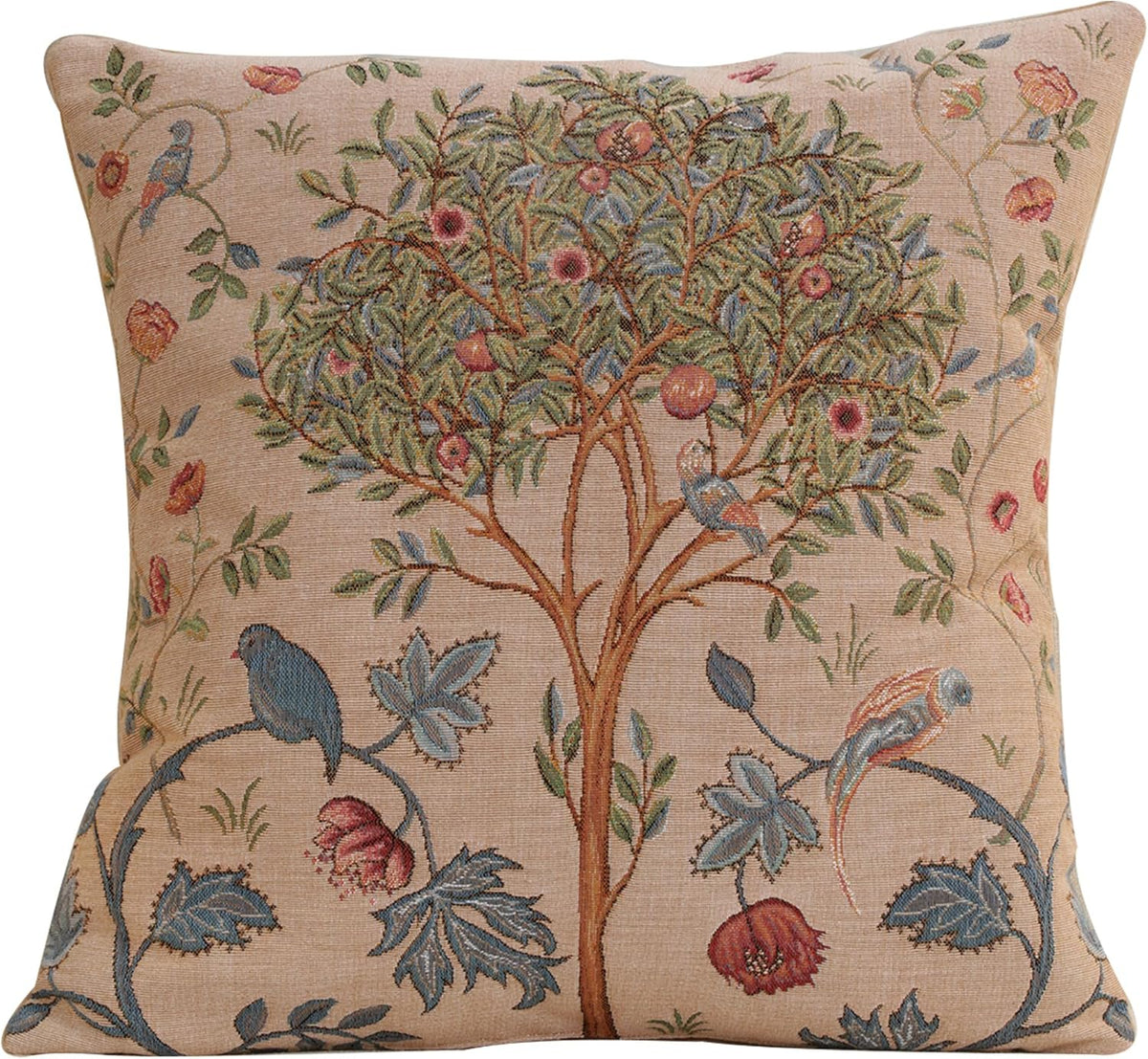 Charlotte Home Furnishings Decorative Tapestry Pillow Cover 19x19 in, Beige Kelmscott Couch Throw