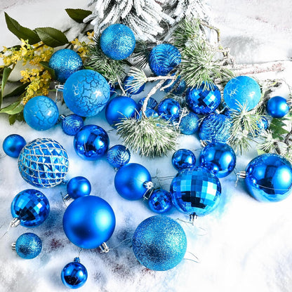 LANGXUN 36pcs Blue Christmas Tree Decorations Balls, Bolas De Navidad, 2025 Christmas Decor, Indoor