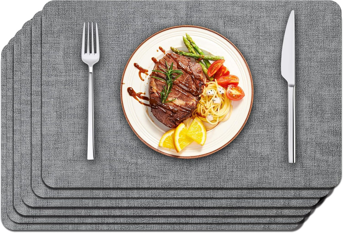 Maxpearl Faux Leather Placemats Set of 6 - Waterproof - Wipe Clean - Heat Resistant - Anti Slip