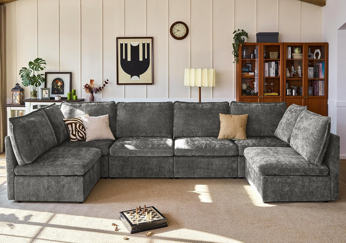 Oversized Modular Sofa Comfy Cloud Couch with Storage, Extra Deep Plush Sectional Sofa Set for
