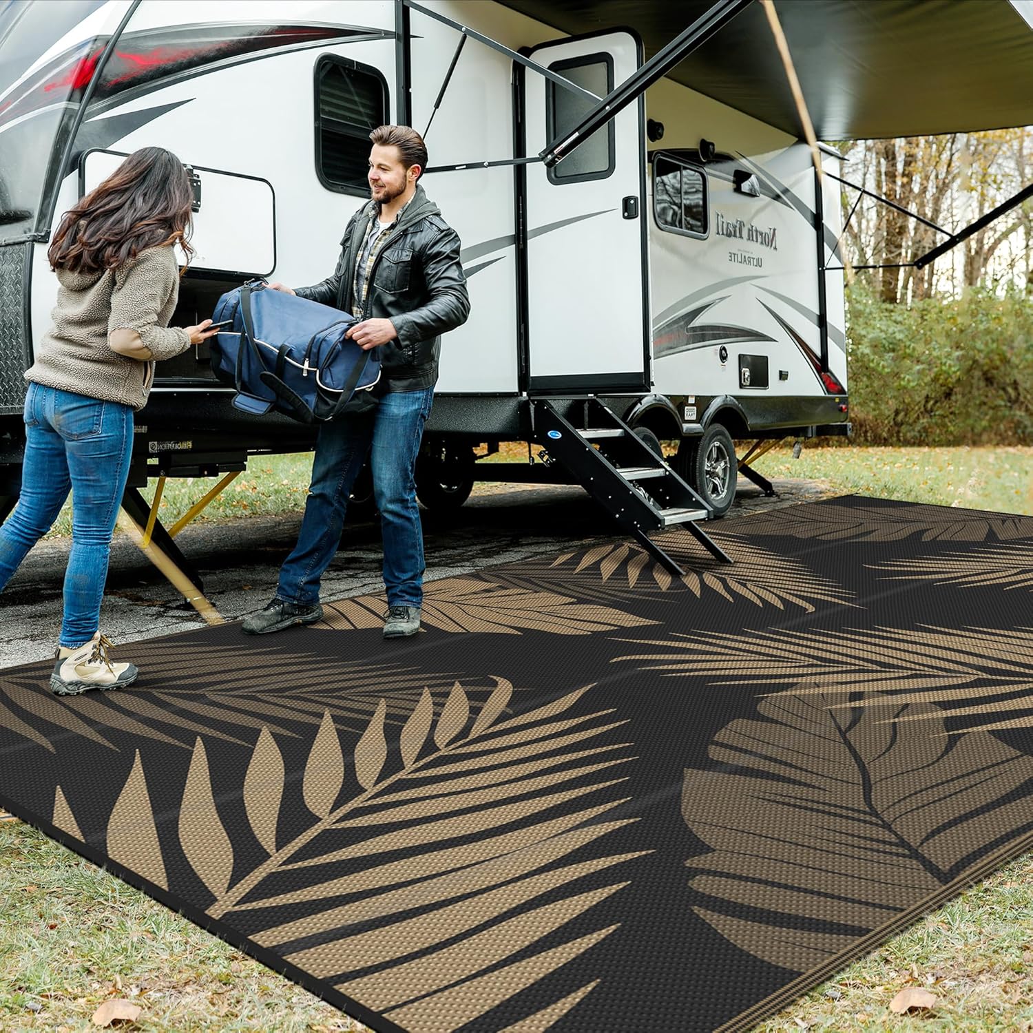 GENIMO Outdoor Rug 10' x 20' Waterproof for Patios Clearance, Reversible Outdoor Plastic Straw