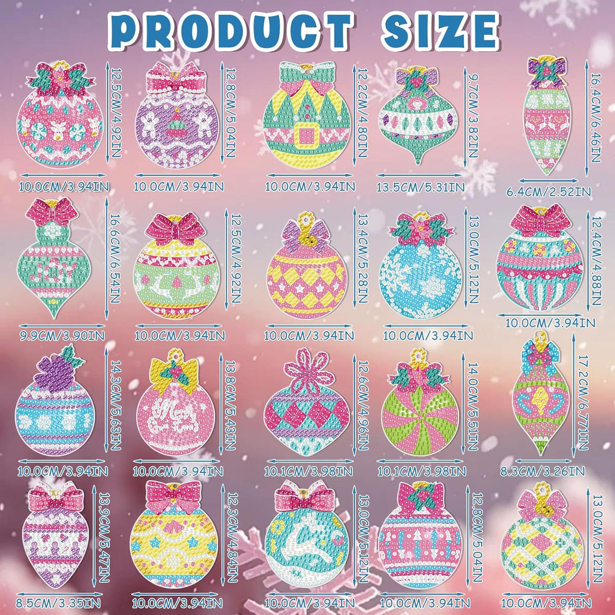 Tondiamo 20 Pcs Christmas Diamond Painting Keychain Kits 5D DIY Diamond Art Pendants Double Sided