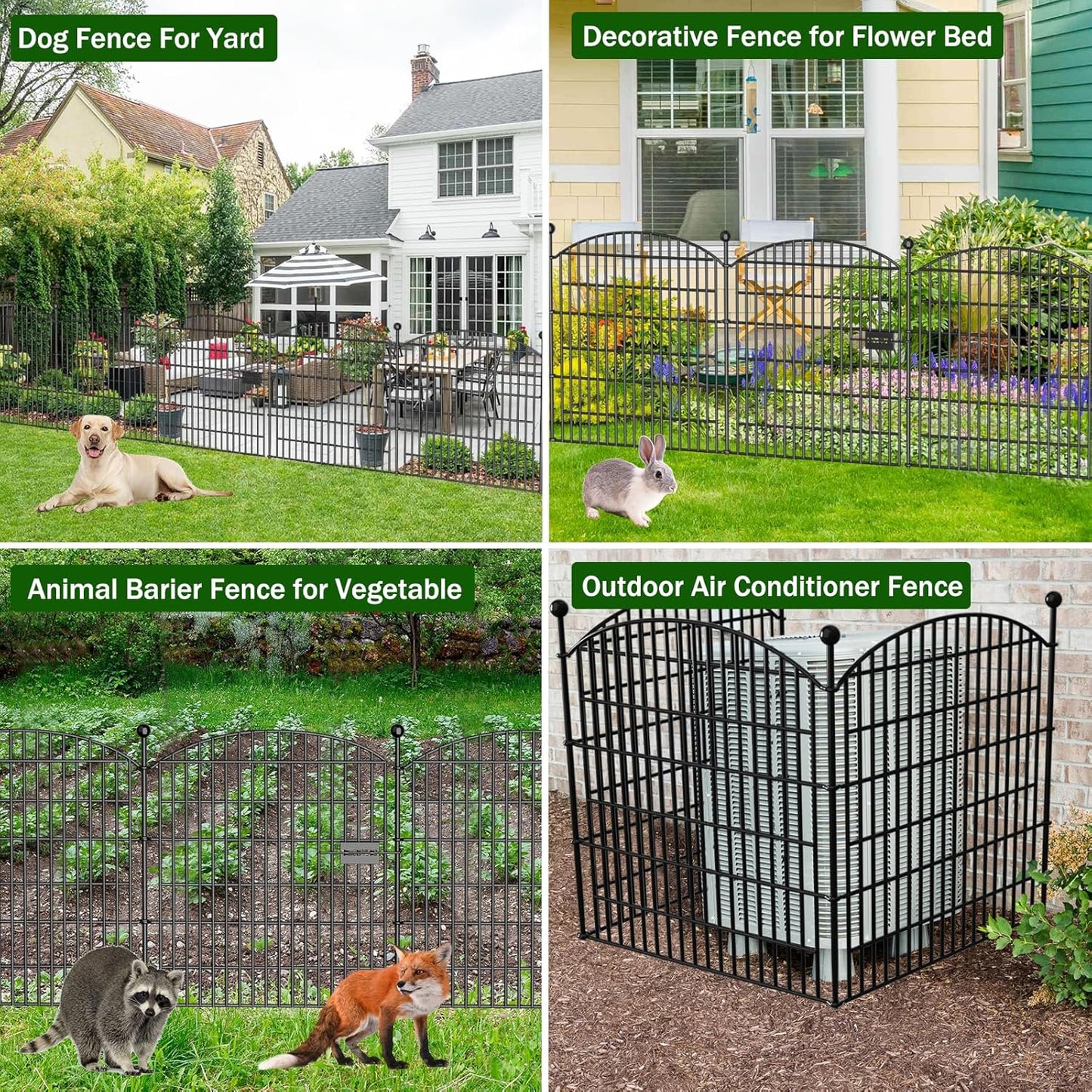 10 Panels Decorative Garden Fence with Gate - 32 in (H) x 23.6 ft (L) No Dig Dog Fence Outdoor for