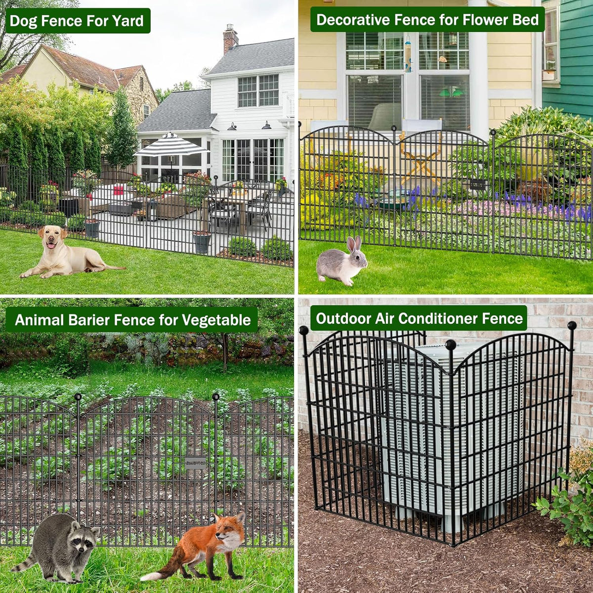 10 Panels Decorative Garden Fence with Gate - 32 in (H) x 23.6 ft (L) No Dig Dog Fence Outdoor for