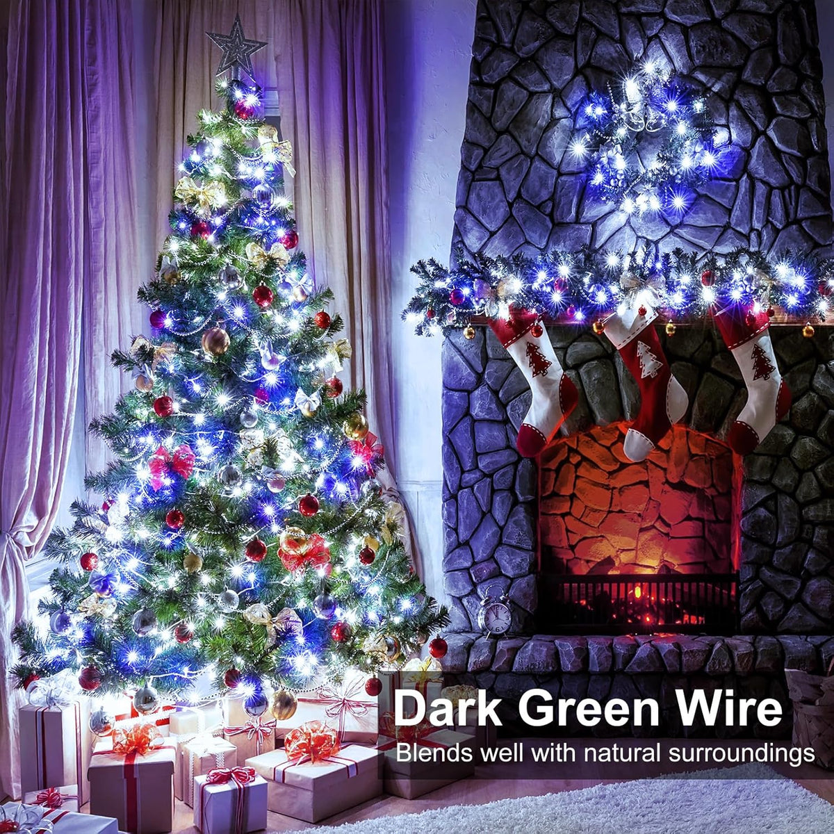 Christmas Lights Outdoor, 100FT 300 LED Christmas Tree Lights with 8 Modes Waterproof, Connectable