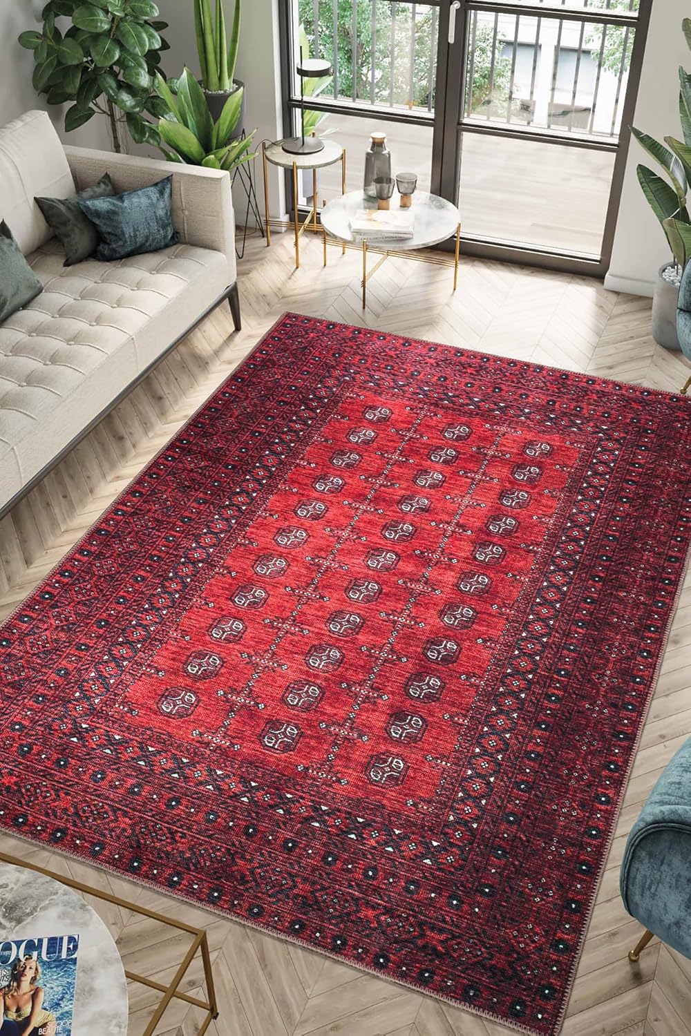 Keen Home Design 9x12 Rug - Machine Washable Area Rug with Non-Slip Backing, Ideal for Living Room