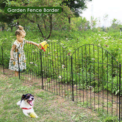 Metal Garden Fence 28in (H) x 37.3ft (L), 16 Panels + 17 Stakes Dog Fences Border Fence Animal