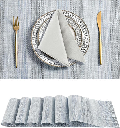 Leetaltree LightSteel Blue Placemats Set of 6 - Heat Resistant Non-Slip Place mats for Dining
