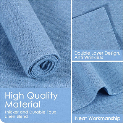 MANSPHIL Table Cloth Placemats Set of 4 Washable Cotton Thick Faux Linen Place Mats Heat Resistant