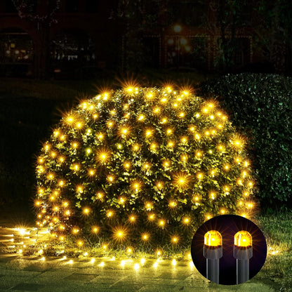 WBao Outdoor Christmas Lights 200LED F8 Big Bulbs, 8.4ft x 5.2ft Christmas Net Lights with 8 Modes