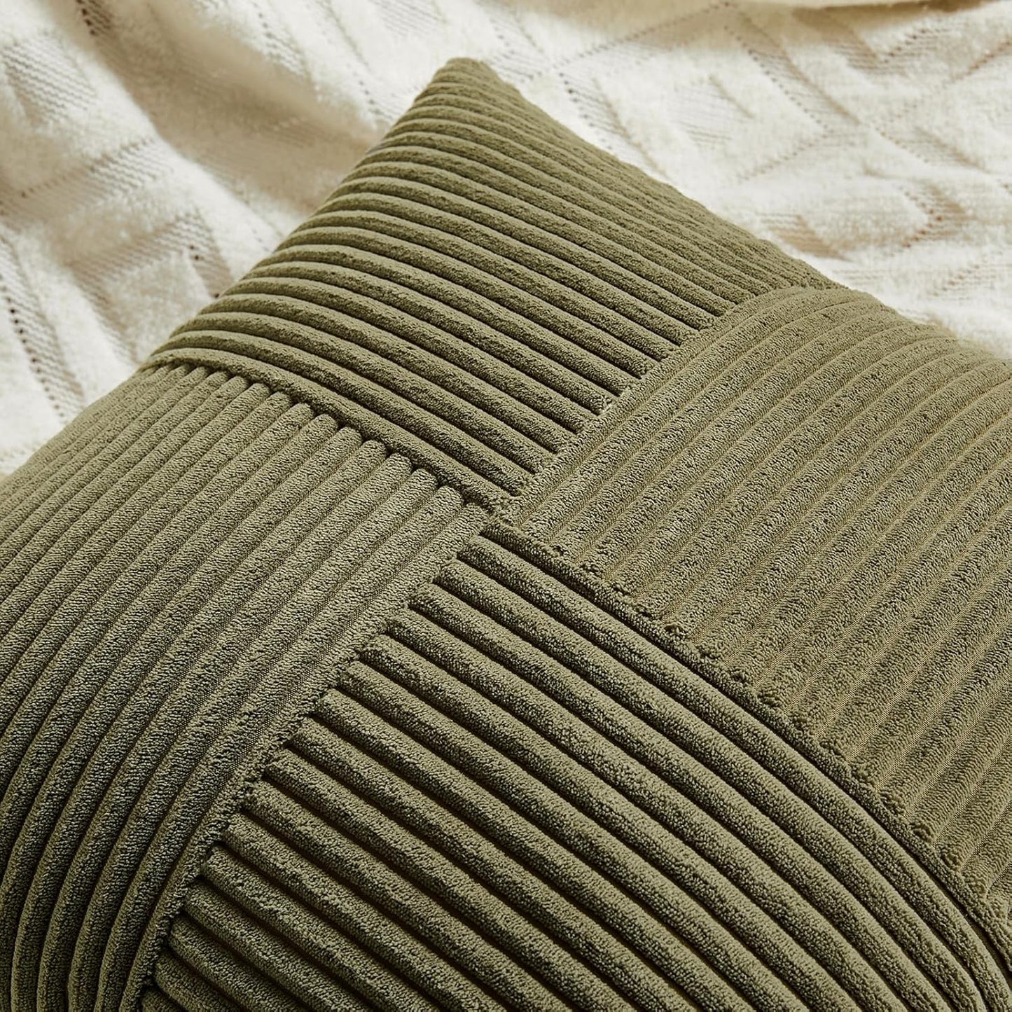 Fancy Homi 2 Packs Olive Green Samll Decorative Throw Pillow Covers 14x14 Inch with for Couch Bed
