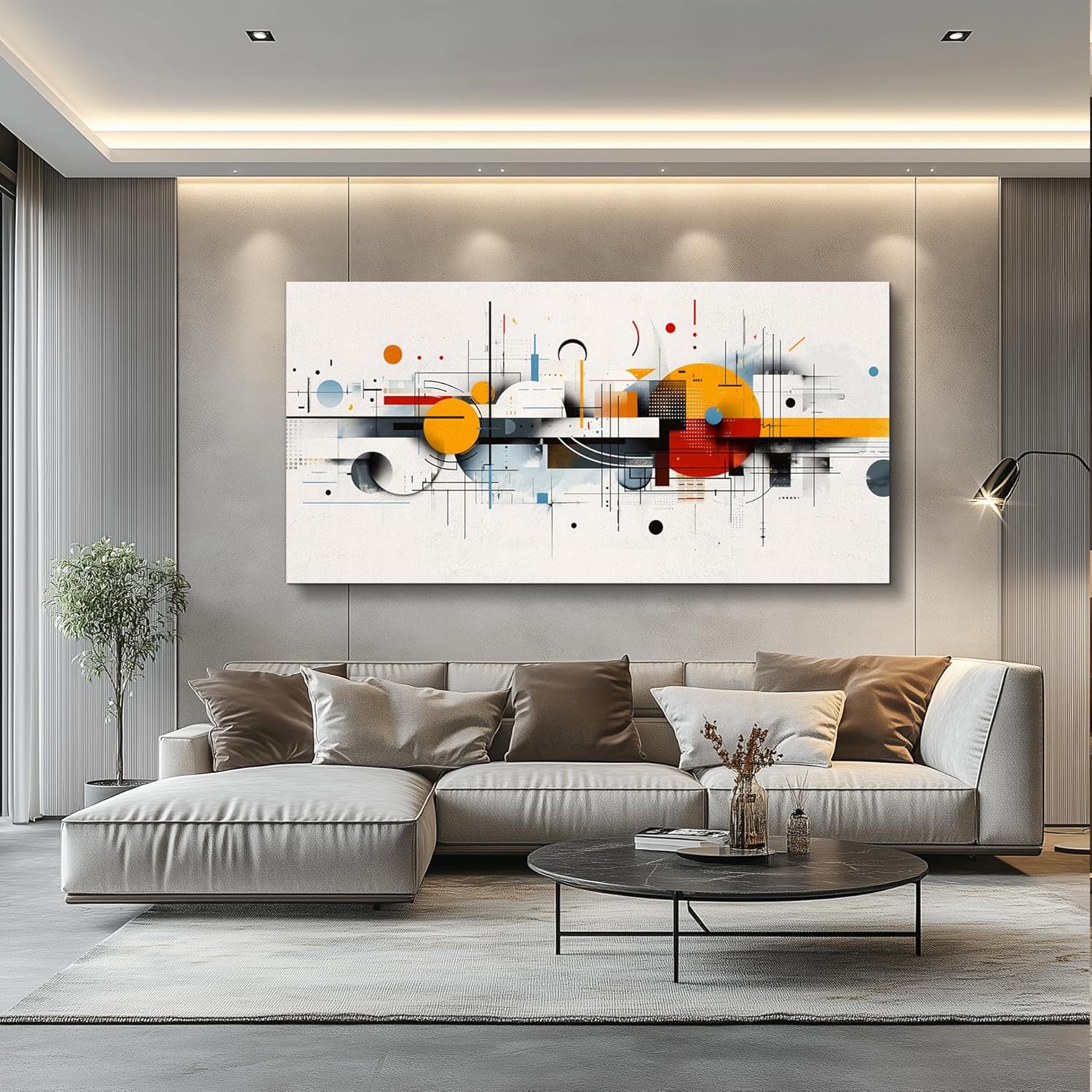 KELIYUAN Abstract Geometry Print Red Yellow Blue Minimalist Art Home Decor Abstract Modern Art