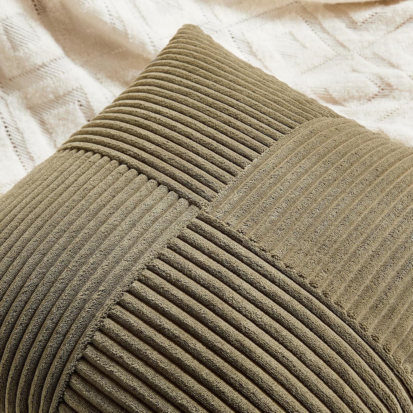 Fancy Homi 2 Packs Olive Green Decorative Throw Pillow Covers 20x20 Inch for Living Room Couch Bed