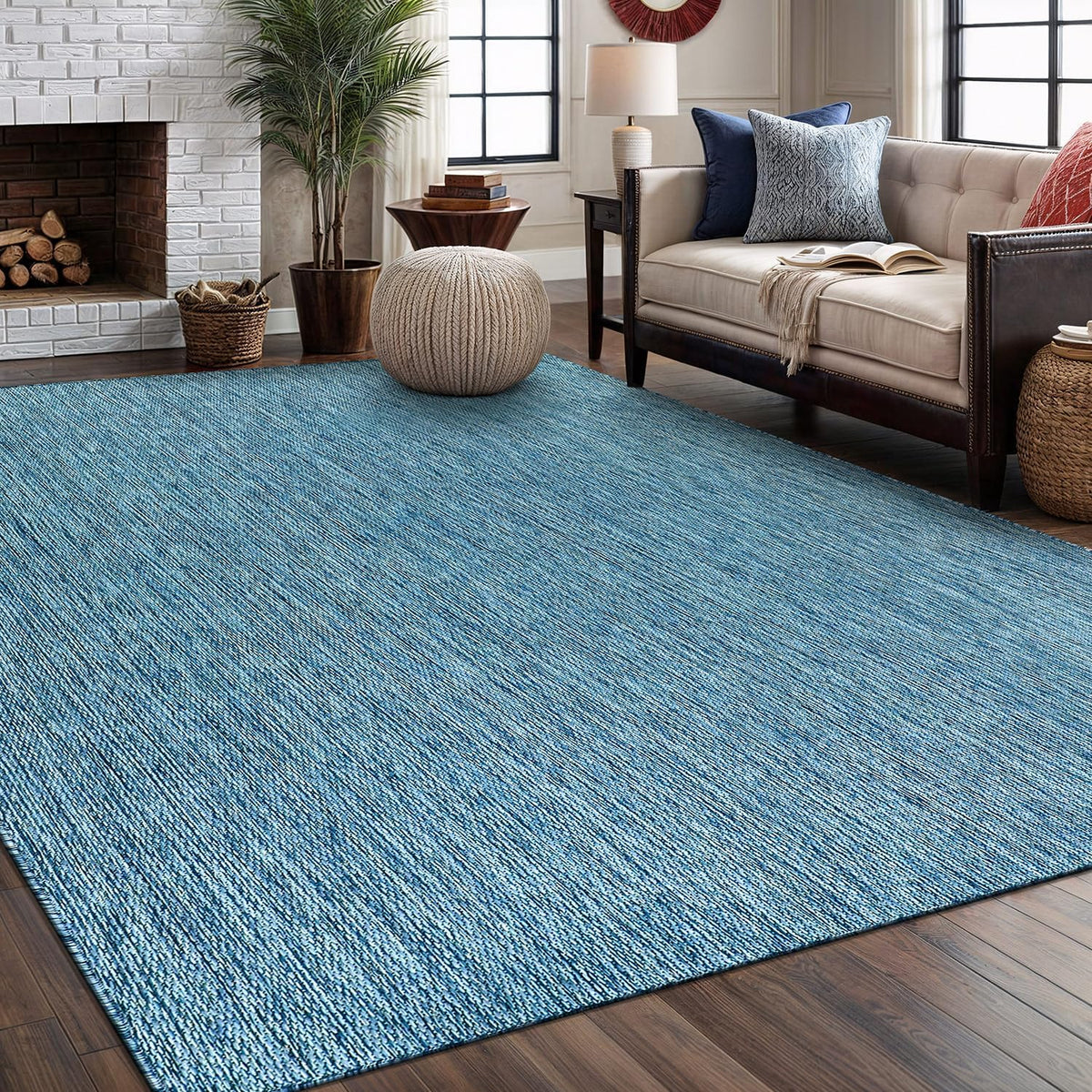 Washable Indoor Outdoor Rug Weather Resistant Carpet Modern Solid for Porch Deck Balcony Backyard