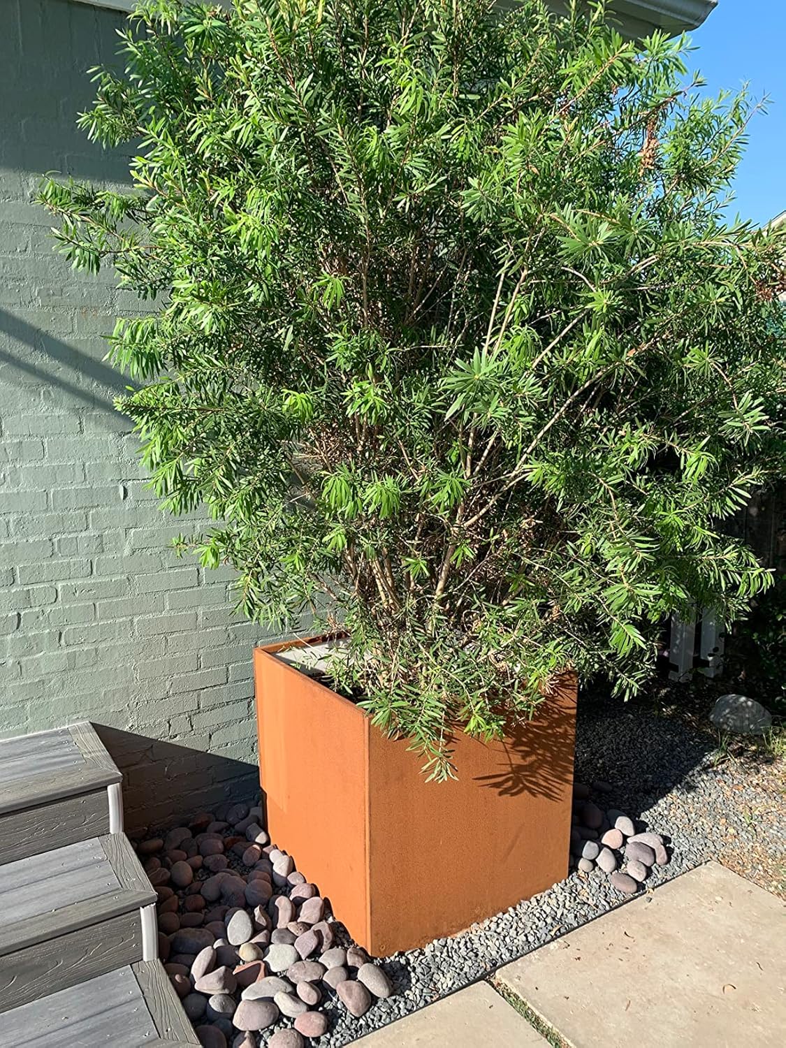 Corten Steel Planter Box Metal Square Planters Steel Large Planter Outdoor Tall Plant Durable