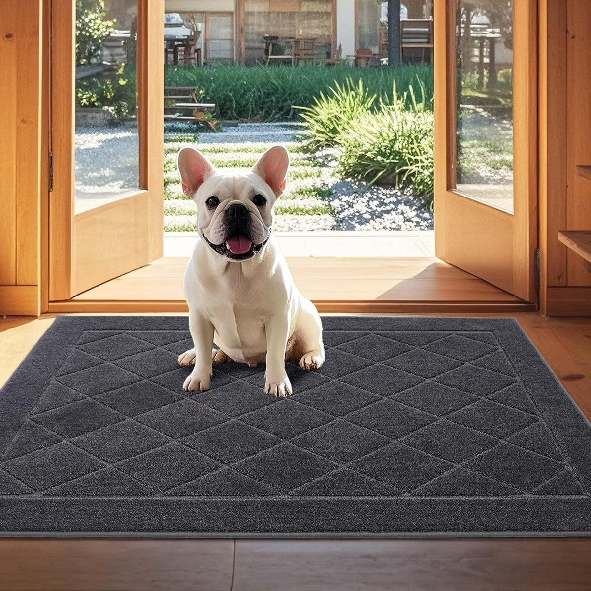JSEI Dirt Trapper Door Mat 32"x48", Non-Slip Washable Entryway Mats, Dog Door Mat, Stain Resistant
