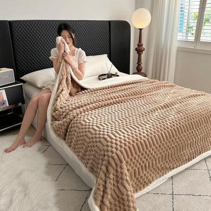 UKELER Sherpa Throw Blanket 60 × 80 inch, 470 GSM Striped Sherpa Fleece Blanket for All Season