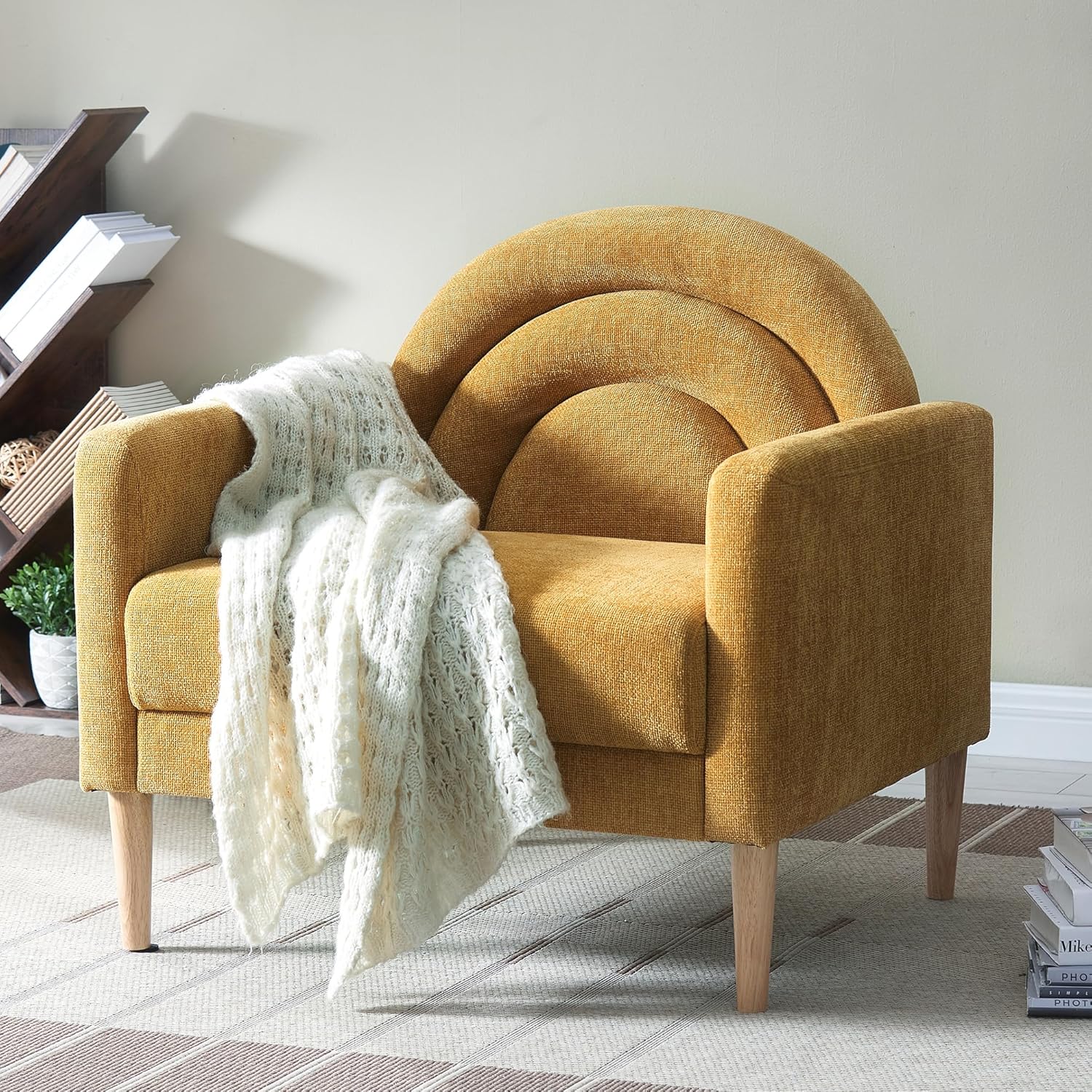 Accent Chair Reading Chair with Armrest, Small Comfy Chair for Small Spaces, Modern Linen