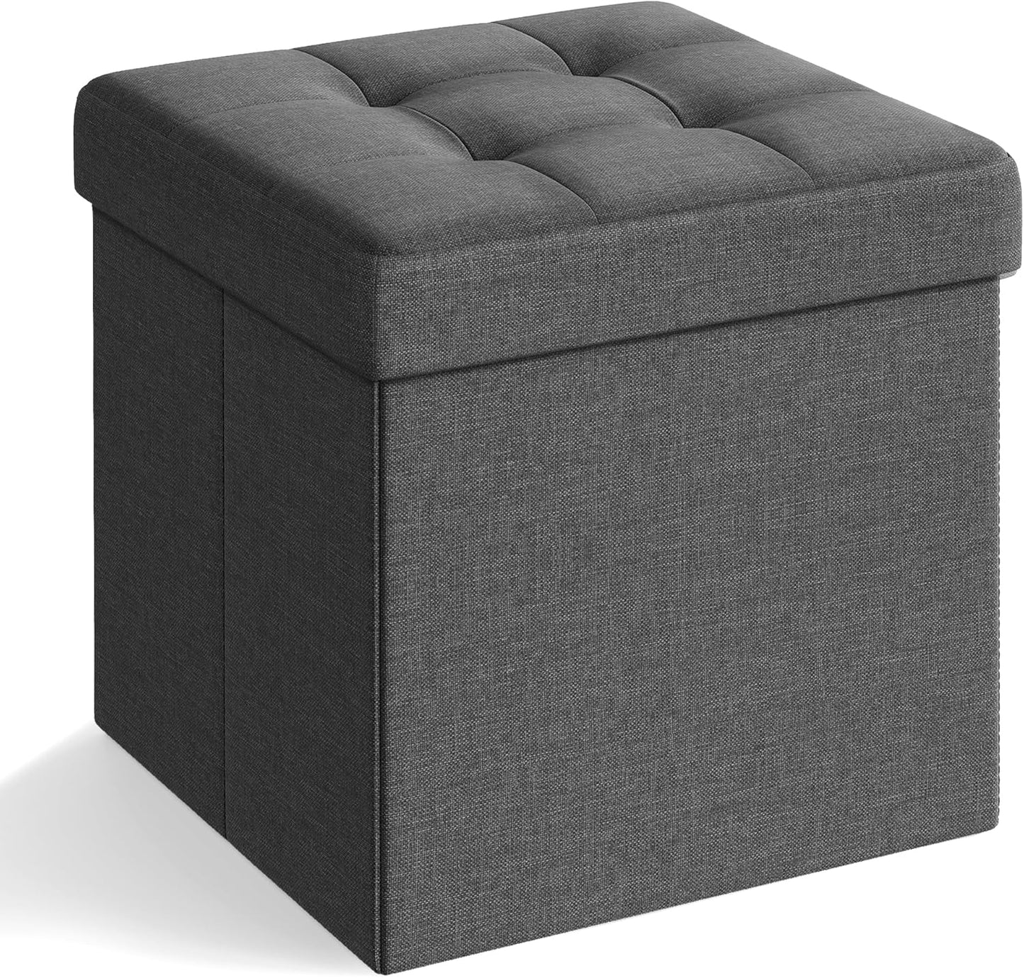 SONGMICS Folding Storage Ottoman Bench，38 x 38 x 38 cm， Ottoman Foot Rest, End of Bed Bench
