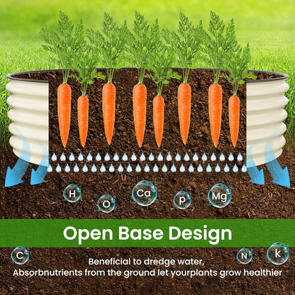 Round Raised Garden Bed Kit, 3.5x3.5x1.4Ft Outdoor Zinc-Aluminum-Magnesium Metal Flower Beds