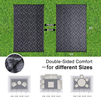 OLANLY Outdoor Rug 6x9 ft Waterproof, Outdoor Plastic Straw Rug with Geometric Pattern Clearance