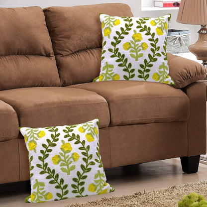 Alysheer Floral Embroidered Summer Decorative Throw Pillow Cover 18"x 18" Set of 2, Farmhouse