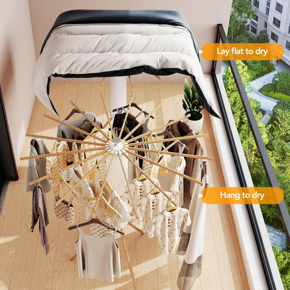 Clothes Drying Rack Tripod,Drying Rack Clothing,Laundry Drying Rack,Floor Standing,16 Wooden