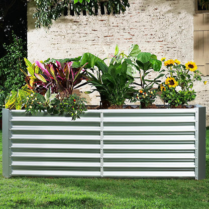 Land Guard 6×3×2 ft Galvanized Metal Raised Garden Bed, 2FT Deep Root Elevated Planter Box Steel