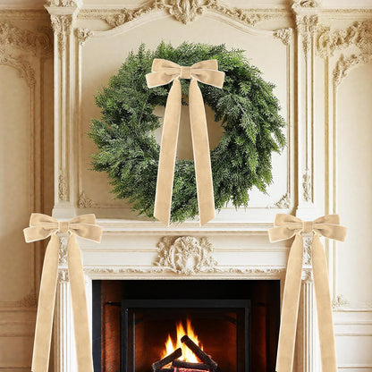 Senjie Velvet Large Christmas Bows for Staircase Garland Wreath, 20in x 8in Vintage Ribbon Bows