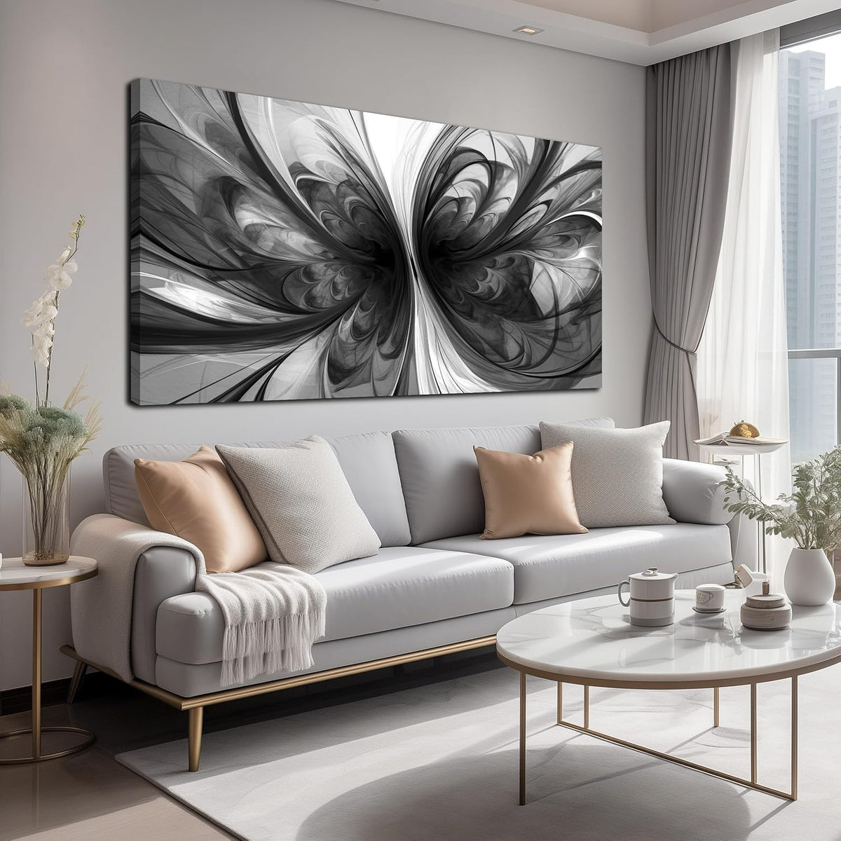 Large Abstract Canvas Wall Art Living Room Black Art Wall Decor for Office Teenage Boy Room Decor
