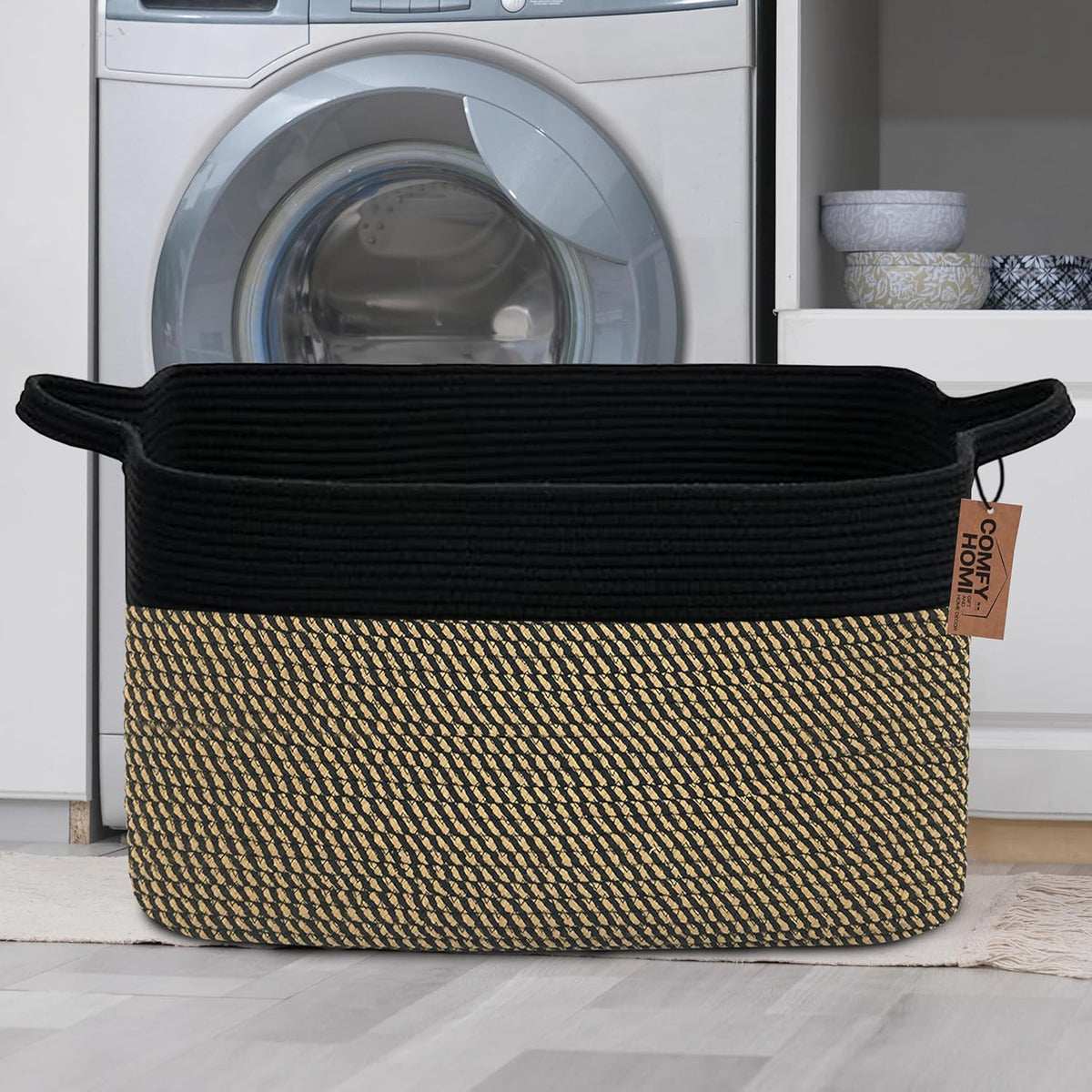 COMFY-HOMI Large Rectangular Blanket, Cotton Rope Woven for Storage, LaundryHamper, Storage,Toy