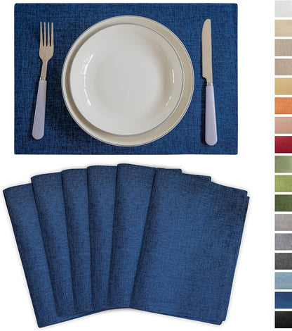 Demetex Place Mats Set of 6 Farmhouse Heat Resistant Table Linen Placemats for Party Buffet and